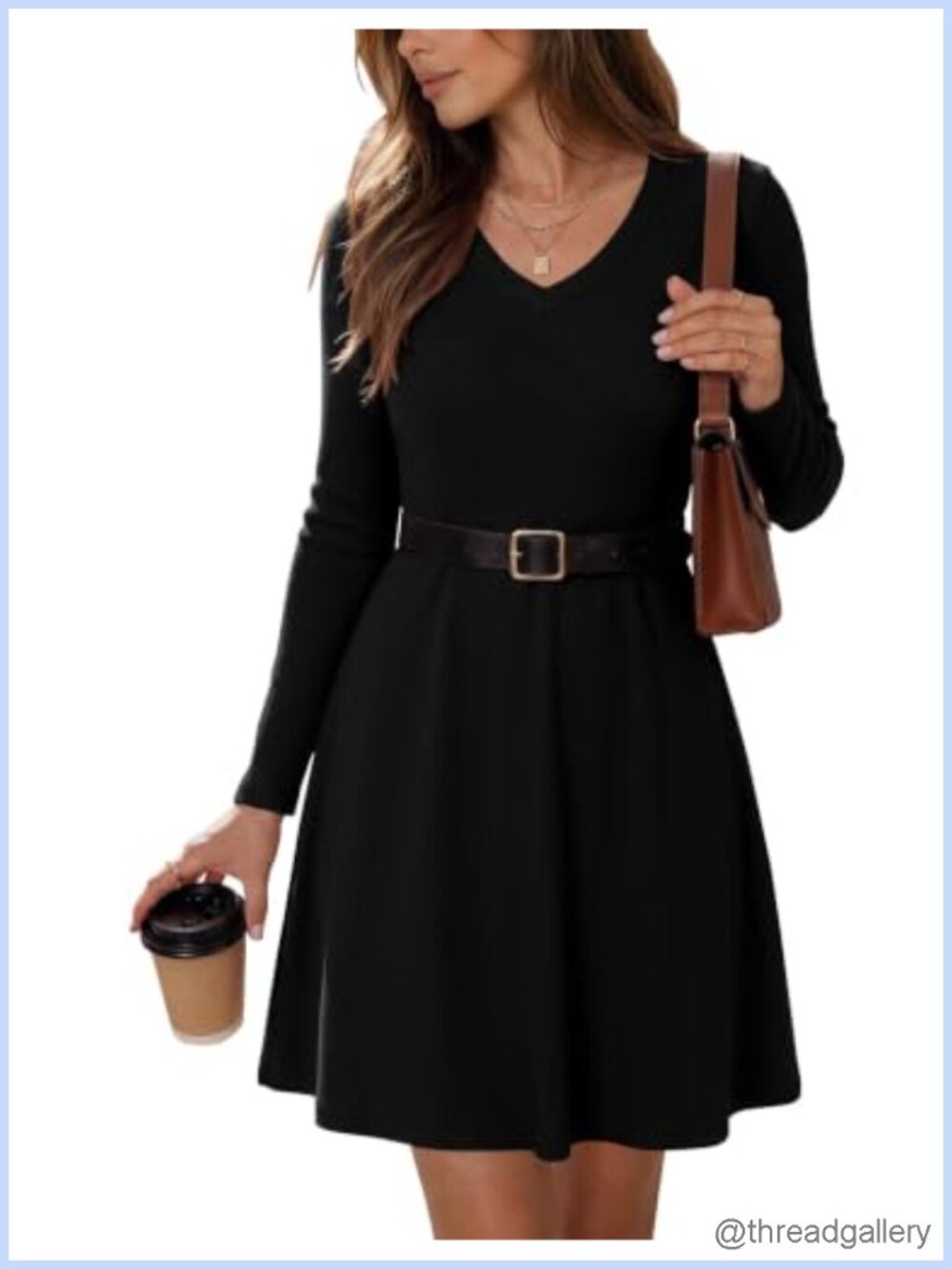 Zeagoo Women's Ribbed Knit Sweater Dress V-Neck Fit & Flare Mini